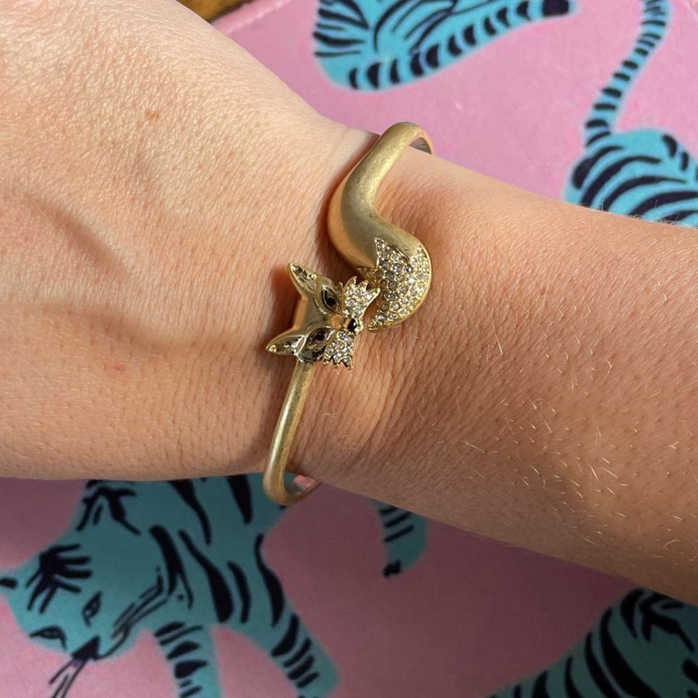 KATE SPADE Gold-Tone Pavé Fox Cuff Bracelet